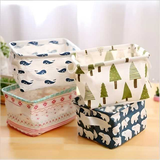 Canvas Fabric Basket with Handle Pack of 4