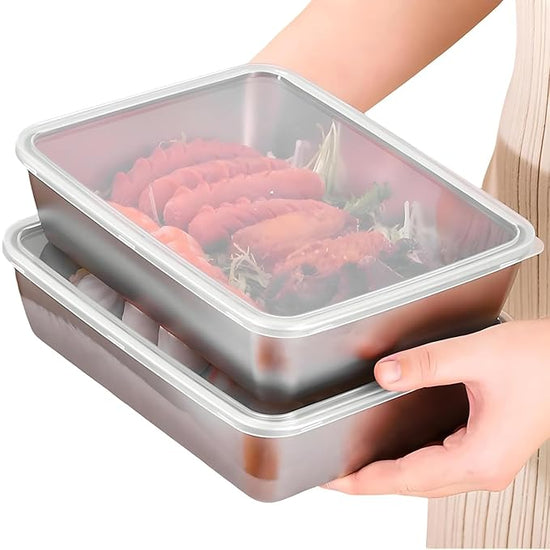 Multipurpose Stainless Steel Rectangle Food Storage Container with Lid